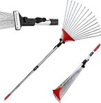 Sharpex Telescopic Metal Rake, 31 to 62 Inch Adjustable Expanding Handle Rake for Quick Clean Up of Lawn and Yard, Garden Leaf Rake and Roof | Garden Broom with Long Handle for Leaves (Red)