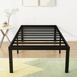 DiaOutro 18 Inch Twin Bed Frame Heavy Duty No Box Spring Needed Metal Platform with Maximum Storage, Easy Assembly, No Noise, Black