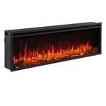 FLAMME 60"/152cm Castello Platinum Smart Inset Media Wall Electric Fireplace Compatible with Alexa and Google Assistant Deep Fuel Bed Perfect for Media Wall