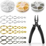 FSWCCK Split Rings Kit, 2070 PCS Double Loops Split Jump Ring with Split Ring Pliers, Mini Metal Ring Connectors 4mm to12mm for Jewelry Making and DIY Crafts, Silver, Gold and Bronze