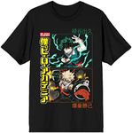 My Hero Academia Deku and Bakugo Crew Neck Short Sleeve Women's Black Crop T-Shirt-Small