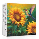 Sunflower Hummingbird Puzzles for Adults 1000 Pieces, Bird Flower Art Jigsaw Puzzles, Colorful Challenge Sunflower Plant Puzzle as Hummingbird Decor