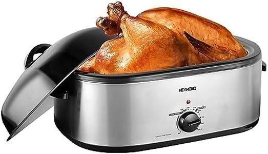 20qt Turkey Roaster Oven, 24lb Electric Roaster w/Self-Basting Lid and Removable Pan & Rack, 150°F-450°F Temperature Controls, Electric Roaster Oven for Roasting, Grilling, Baking，Easy Clean, Silver