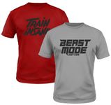 LEOTUDE Men's Regular Fit Half Sleeve Dri-Fit Round Neck Gym Tshirt (PO3_39ALL_P_Grey-Red_L)