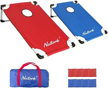 Portable Cornhole Set 3'x2' PVC Framed Cornhole Toss Game Set with 8 Bean Bags and Travel Carrying Case for Yard Outdoor Game Events