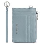 BOSTANTEN Small Wallet for Women RFID Leather Credit Card Holder Slim Wristlet Keychain Wallet with Zipper Pocket Blue