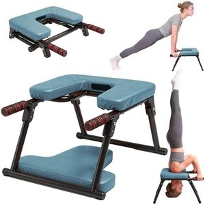 XUXQ XUXQYoga Headstand Bench, Stand Yoga Chair for Balance Training, Core Strength Building, Upside Down Chair for Relaxation, Handstand Trainer Inversion Chair for Home Gym (Blue)