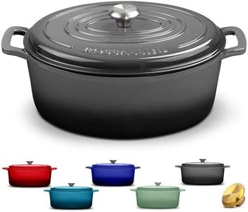 ROSSALLINI Signature Enameled Cast Iron Oval Dutch Oven | Non-Stick Serving Pot with Tight Fitting Lid for Perfect Roasting, Baking, Sauteing, and Bread Making | 15.5Q [Oyster Grey]