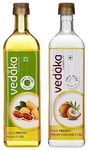 Amazon Brand - Vedaka Cold Pressed Virgin Coconut Oil Bottle, 1L & Amazon Brand - Vedaka cold pressed groundnut (peanut) oil 1L