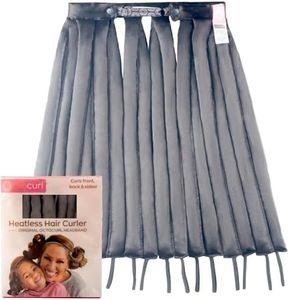 Octocurl Satin Hair Curlers - Heatless Curls Overnight - Headband Curlers for Extra Long Hair (Satin - Black)