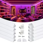 Muzata 10Pack 3.3FT/1M V-Shape LED Channel System with Milky White Cover Lens, Silver Aluminum Extrusion Profile Housing Track for Strip Tape Lights V1SW 1M WW