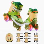 Lifelong Inline Skates for Kids | Adjustable |4 Wheels Light-Up Skate for Boys & Girls | Roller Blades for Beginners | ABEC-7 Bearings | Safety Gear Set | Green, XS (27-30 cm)