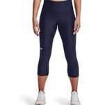 Under Armour Women's HeatGear High No-Slip Waistband Pocketed Capri Leggings, Midnight Navy (410) / White, XL