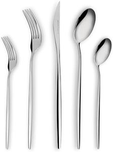 Karaca New Porto Elegance Set de 60 couverts pour 12 personnes, Cuillères à soupe, Fourchettes de table, Qualité supérieure, Sain et hygiénique, Design moderne, Set de couverts en acier inoxydable