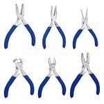 Kurtzy 6 Pack Mini Jewellery Plier Tool Kit Set with Soft Grip Handles - Precision Wire & End Cutters, Round, Flat, Chain & Linesman Nose Pliers - Tools for Crafts, Beading, Electrical & Electronics