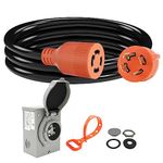 Finderomend 30 Amp Generator Cord and 30 Amp Generator Inlet Box Kit,NEMA L14-30P to L14-30R Power Extension Cord and 125V/250V 7500W Twist Lock Cord Plug for Outdoor Use,ETL Listed (10FT)