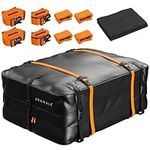 Heavy Duty Universal Car Roof Bag 432 litres, Waterproof 500D PVC, (Roof Rack Not Required) Ideal Cargo Travel Box for Luggage including Non-slip Mat, Hooks & Lash Straps - 15 Cubic Feet