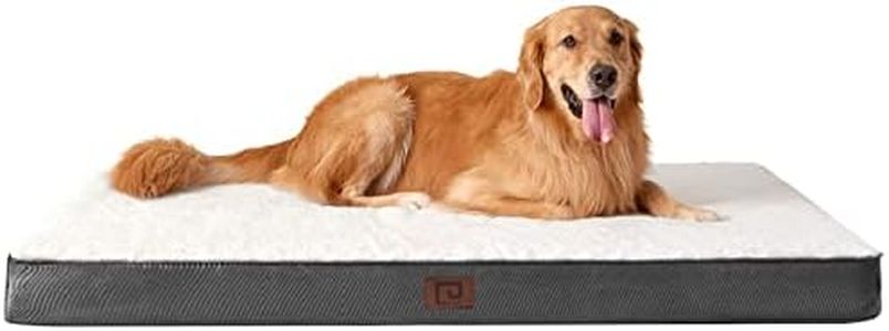 EHEYCIGA Orthopedic Dog Beds for Large Dogs with Removable Washable Cover for Crate, Beige, 35x23