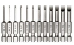 Saipor 12pcs Magnetic Slotted Screwdriver Bit Set, 1/4 Inch Hex Shank Flat Head Drill Bits Insert Bits 2 Inch Length, SL2/2.5/3/4/5/6 Impact Driver Bit for Power Drilling, Set of 2