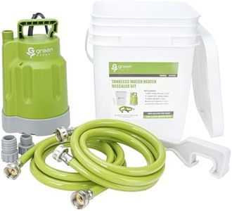 Green Expert Tankless Water Heater Flushing Kit, 1/4HP High-Flow Pump (1800 GPH), 3 Gallon Locking-Lid Bucket, 2×6ft 3/4" GHT PVC Hoses & Wrench, Descaling Maintenance Kit (Descaler Not Included)