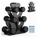 Metal Dumbbell Rack Heavy Duty Weight Rack for Dumbbells Tree Shape Dumbbell Storage Rack, Black, Rack Only (3 Tier)