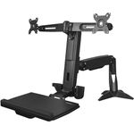 StarTech.com Sit Stand Dual Monitor Arm - Desk Mount Dual Computer Monitor Adjustable Standing Workstation for up to 24" Displays - VESA Ergonomic Stand Up Desk Converter w/ Keyboard Tray (ARMSTSCP2)