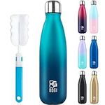 BOGI Insulated Water Bottle, 17oz Stainless Steel Water Bottles, Leak Proof Sports Metal Water Bottles Keep Cold for 24 Hours and Hot for 12 Hours BPA Free Kids Water Bottle for School (Blue Dblue)