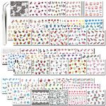 Synaty 50 Pcs Nail Art Stickers Plus Tweezer, Easy Diy Water Transfer Nail Decals Nail Decoration (Style 1,Paper)