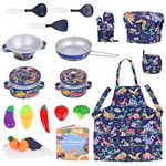 FUQUN 20 Pcs Kitchen Pretend Toy, Food Cooking Utensil Chef Set Role Play Cutting Fruits Food Toy & Cookware Pot& Pan Set Educational Gift Toy for Kid Girl Boy Toddler Childrens Kitchen Accessories