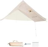 DANCHEL OUTDOOR Waterproof 4 Season Rain Fly Tarp with Stove Jack for B5 PRO Canvas Tent, Bell Tent Cover Protector Lightweight Oxford Yurt Tarp Glamping Accessories, Beige, 4m/13ft