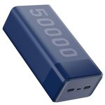 Ambrane 50000mAh Powerbank, 20W Fast Charging, Triple Output (2 USB & 1 Type C), PD, Quick Charge for iPhone, Android & Other Devices, Made in India + Type C Cable (Stylo Max 50k, Blue)