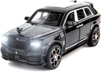 Cocoblinc 1 36 Rolls Royce Cullinan Model Car Sports Car Exclusive Alloy Metal Pull Back Die-Cast Car Diecast Metal Pullback Toy Car with Openable Doors & Light Music Toys for Kids - Black