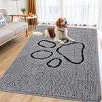 Smiry Dog Door Mat for Muddy Paws, Absorbent Dirt Trapper Non Slip Quick Dry Washable Chenille Mat for Mud Dogs, Entry Rug for Indoor and Outdoor (71x46 Inches, Grey)