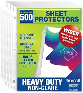Samsill 500 Pack Heavy Duty Sheet Protectors, Non-Glare, 8.5x11 Inch Page Protectors for 3 Ring Binder, Letter Size Protectors, Reinforced Holes, Non-Glare Document Sleeve, Acid Free, Top Loading