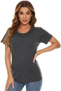 MERINNOVATION Women's Merino Wool T-Shirt - Lightweight Short Sleeve Athletic Tee Ladies Outdoor Wicking Activewear Base Layer Undershirt Charcoal