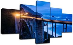 ARNLRDYA Canvas Prints Bixby Creek Bridge Wall Art Wall Decor California Big Sur Pacific Coast Highway at Night Picture Painting for Home Living Room Decoration Poster Framed Ready to Hang