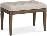 SIMPLIHOME Waverly 28 inch Wide Rectangle Ottoman Bench Natural Tufted Footrest Stool, Linen Look Fabric for Living Room, Bedroom, Traditional