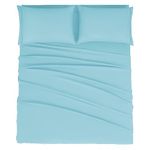 Mejoroom Queen Size Sheet Set - Hotel Luxury 1800 Bedding Sheets & Pillowcases - Deep Pocket Fitted Sheet, Soft, Breathable, Wrinkle & Fade Resistant - 4 Piece (Queen, Aqua)