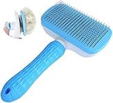 NATRUTH Self Cleaning Slicker Brush for Dogs and Cats,Pet Grooming Tool,Removes Undercoat,Shedding Mats and Tangled Hair,Dander,Dirt, Massages Particle,Improves Circulation (blue)