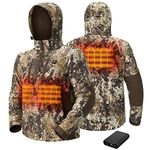 TIDEWE Men’s Heated Jacket with Coral-Fleece Lining, Waterproof 1/2 Zip Jacket with Detachable Hood for Hunting (Veil Avayde Camo, Size L)