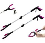 2-Pack 32" heavy duty FDA registered GrabRunner Reacher Grabber with Strong Magnetic Heavy Lifting 5LBS (New Pink)