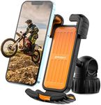 POSIKO Motorcycle Phone Mount, Bike Phone Holder Adjustable Cell Phone Holder, Bicycle Scooter Handlebar Phone Cradle Clip for iPhone 14 Plus/Pro Max / 13, Galaxy S9 and 4.7-6.8" Phone (Orange)