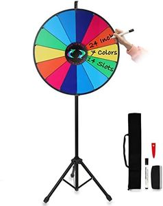 iElyiEsy 24" Prize Wheel with Folding Tripod Floor Stand Height Adjustable 14 Slots Spin Wheel for Prizes with Dry Erase Markers & Eraser for Carnival Trade Show