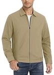 MAGCOMSEN Mens Zipper Jackets Collar Light Casual Golf Jacket Sring Jackets For Men Wrinkle Resistant Trucker Jacket Khaki L