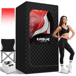 KASUE Portable Sauna Tent for Indoor&Outdoor Use, Single Person Folding Home Sauna with 3L Steamer,5-Layer Insulated Fabric,Chair&Remote Control (Black)