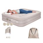 SHINECRAVE Air Mattress Queen with Built in Pump and Light,Queen Air Mattress with Built in Pump,15.8" Height,Self Inflating with Flocking Fabric, Ideal for Camping, Guests, and Hiking
