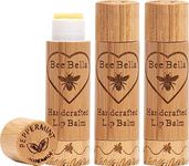 Bee Bella Peppermint Lip Balm, Moisturizing Lip Care, 100% Natural, Beeswax with Vitamin E & Peppermint Oil (3 Pack), Handmade in the USA