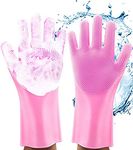 Reusable Silicone Magic Dish-washing Gloves/Multi Purpose/Heat Resistant Cleaning Gloves with Scrubbers Best Dish washing Gloves for Kitchen Bathroom Car