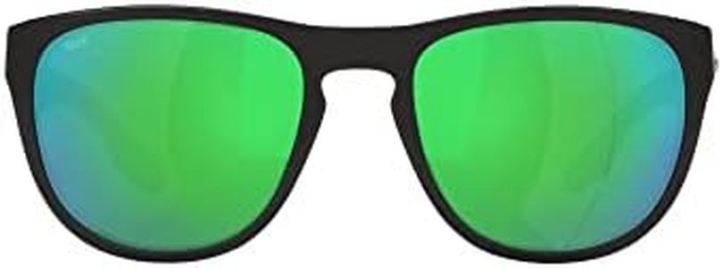 Costa Del Mar Men's Irie Round Sunglasses, Black/Green Mirrored Polarized-580p, 55 mm