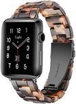 Light Compatible with Apple Watch bands 41mm 40mm 38mm, Adjustable Fashion Resin iWatch Band for Apple Watch Serie 9 8 7 6 5 4 3 2 1 Apple Watch SE(Tortoise Stone Black,38mm/40mm/41mm)